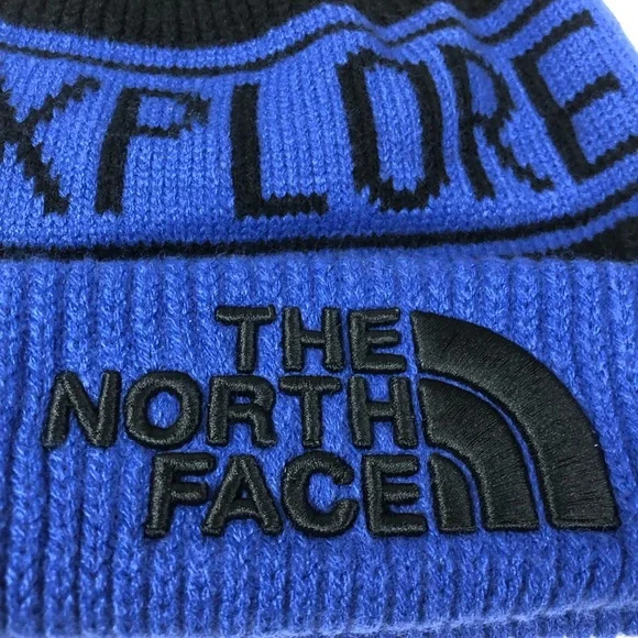 TNF The North Face Reversible Logo Scarf NWT Bold 2 Tone Design & PomPom Beanie - Picture 4 of 13